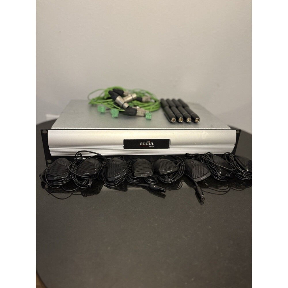 Shure MX391 Commercial Audio System 8 mics, 8 Preamps ,& 8 Green Cables